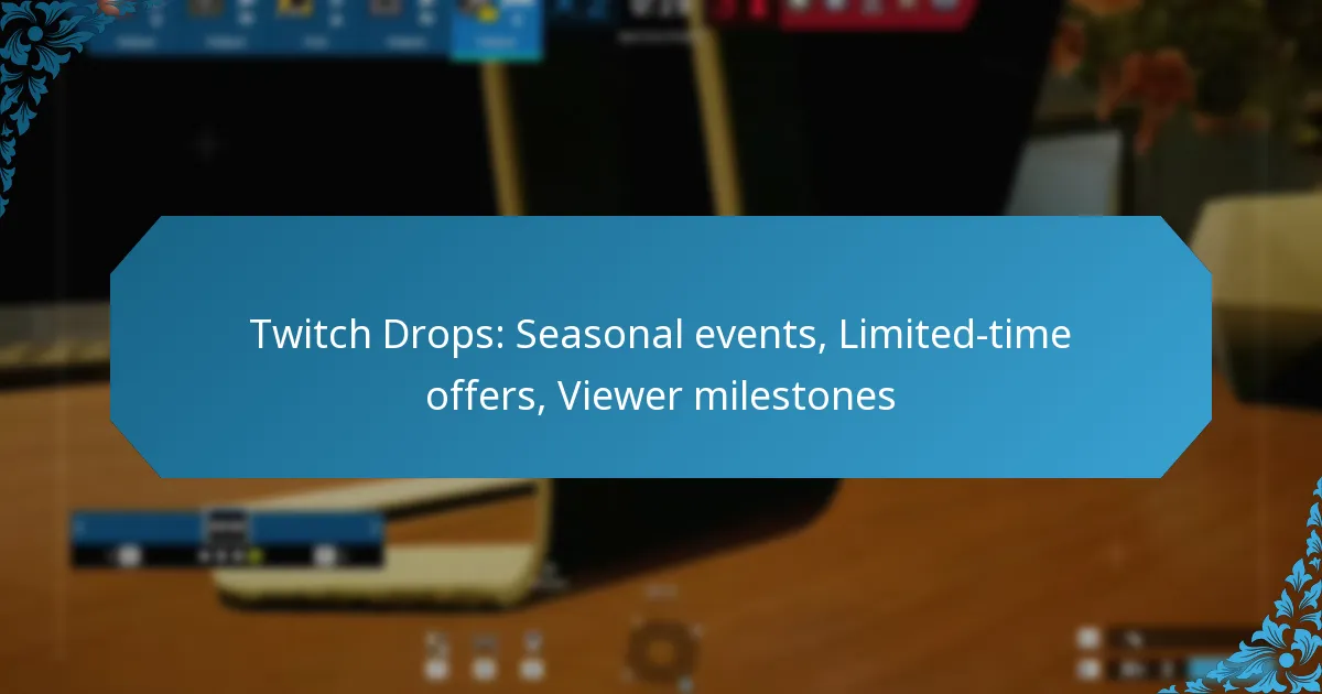 Twitch Drops: Seasonal events, Limited-time offers, Viewer milestones